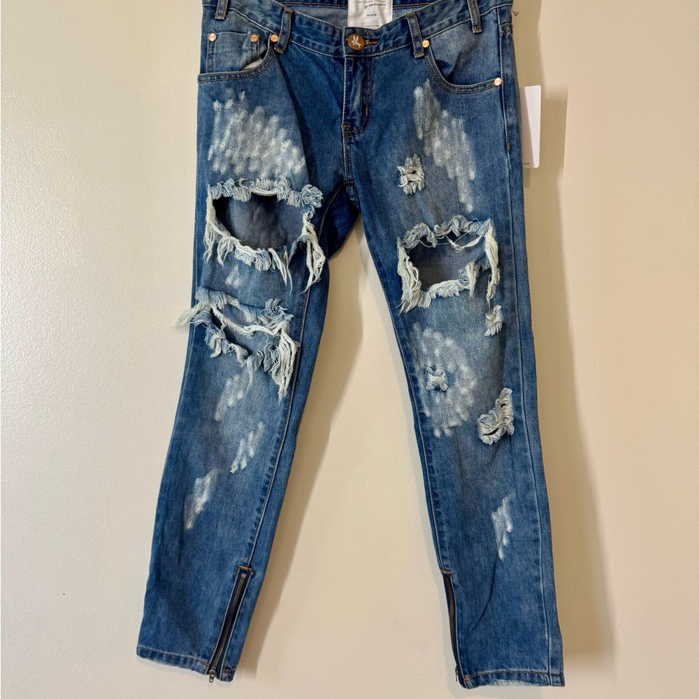 *NWT* One Teaspoon Blue Distressed Denim